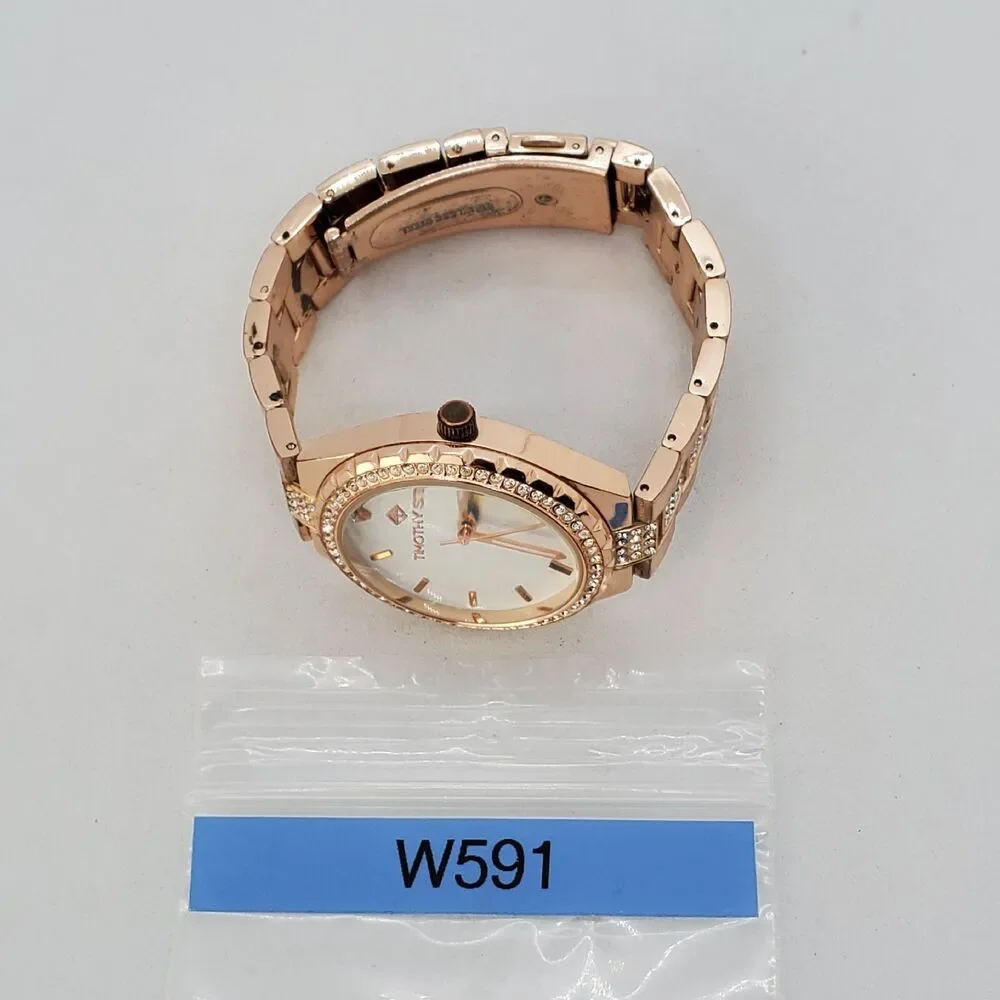 Timothy Stone Women's Watch 38MM White‎ Dial Rose Gold Bracelet 6